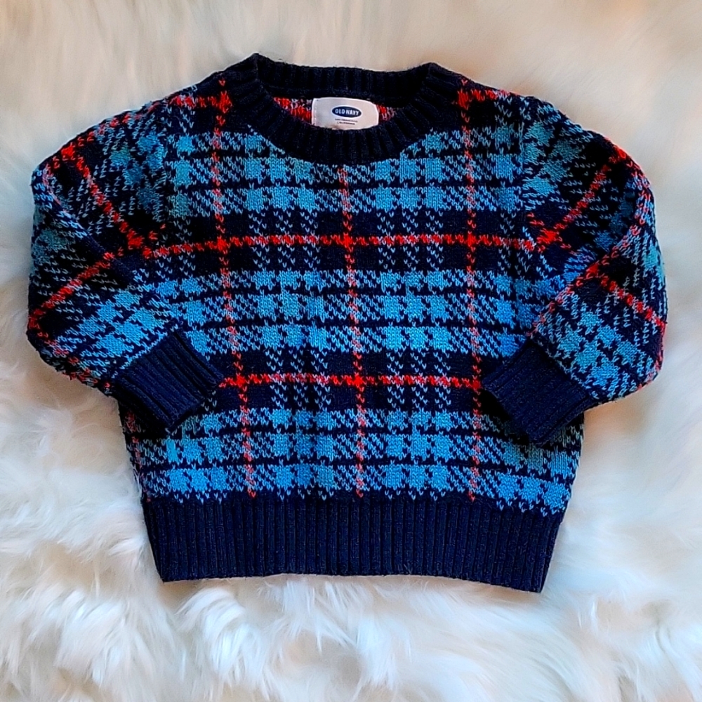 Old Navy infant plaid knit sweater